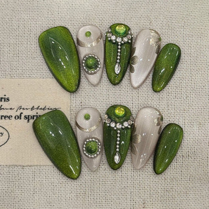 Stiletto Press - on Nails with Rhinestone Accents