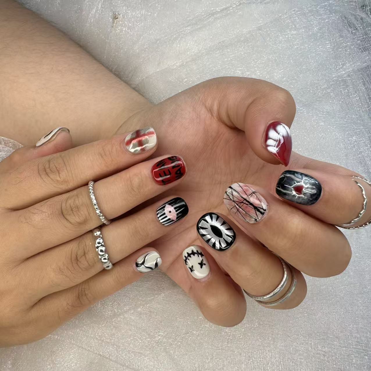 Punk Graffiti Art Nails | Short Square Bold Statement Set