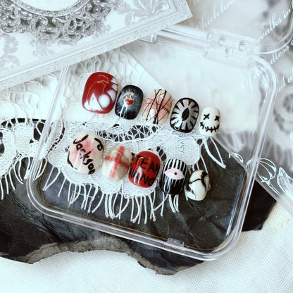 Punk Graffiti Art Nails | Short Square Bold Statement Set