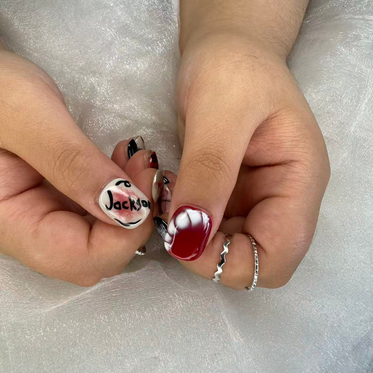 Punk Graffiti Art Nails | Short Square Bold Statement Set