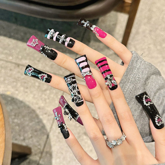  Multi Color Flare Nails - Versatile Press On Nail Set