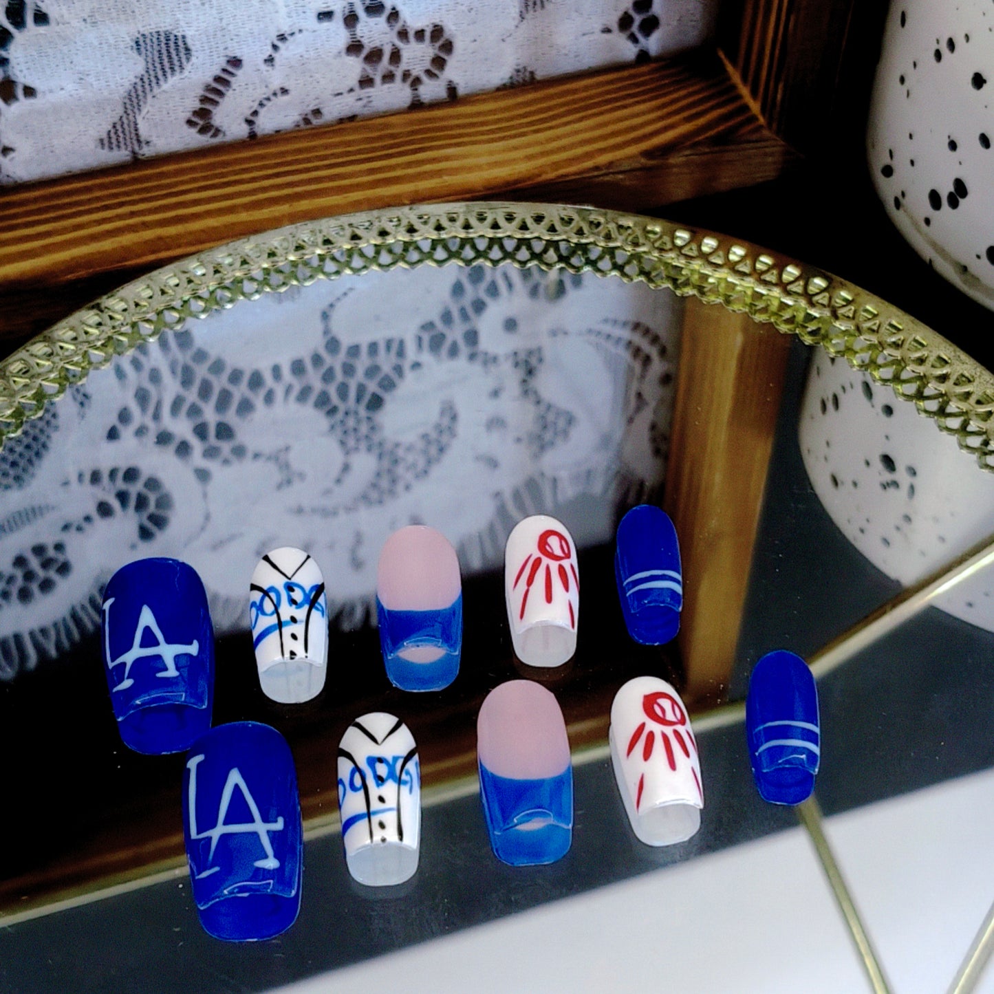 LA Dodgers Theme Press-On Nails