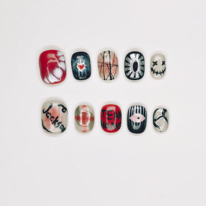 Punk Graffiti Art Nails | Short Square Bold Statement Set