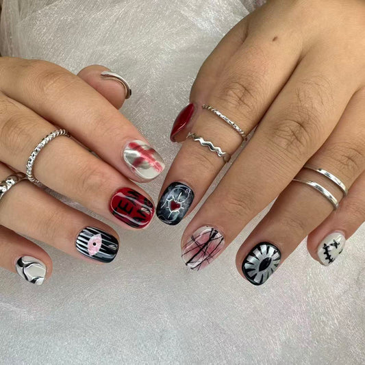 Punk Graffiti Art Nails | Short Square Bold Statement Set