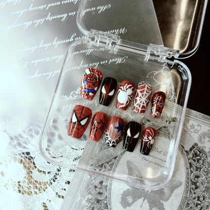Spider-Man Fan Art Nails | Medium Coffin Hero Nail Set