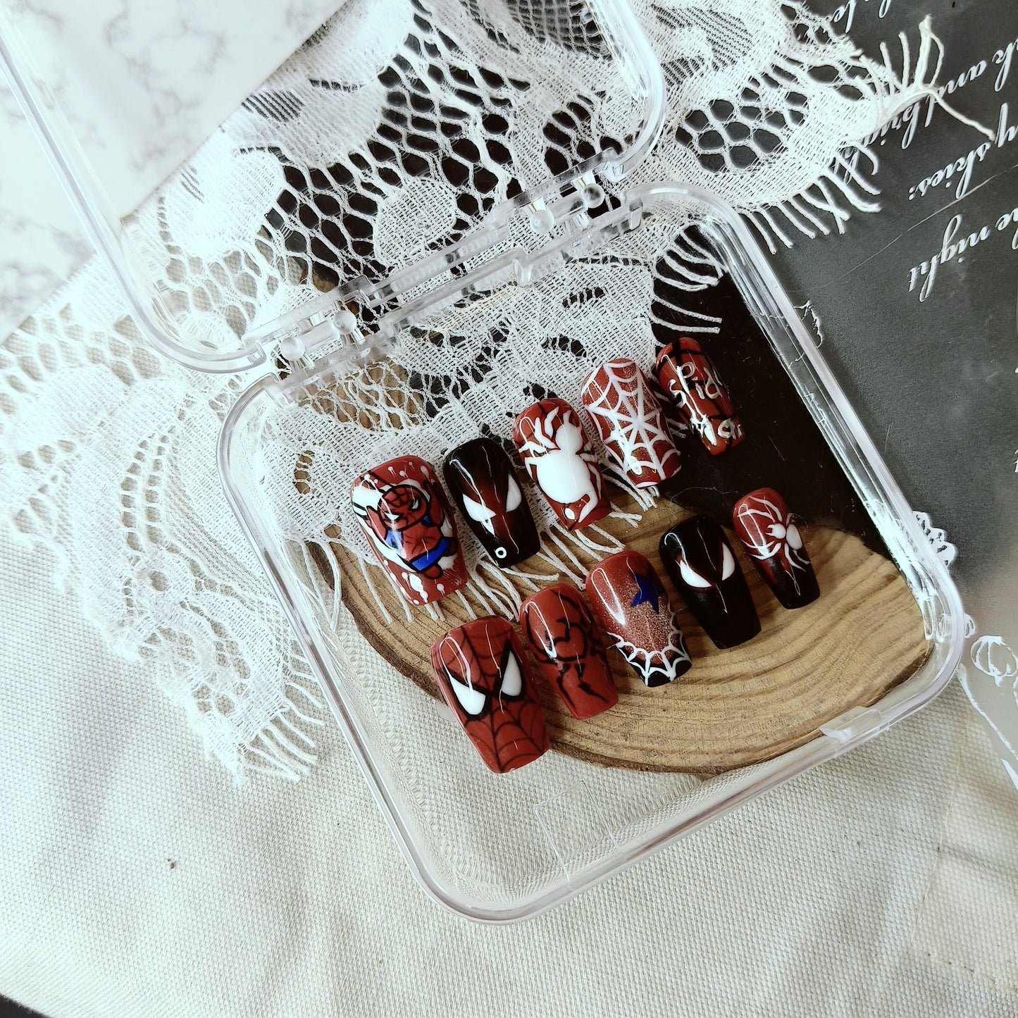 Spider-Man Fan Art Nails | Medium Coffin Hero Nail Set