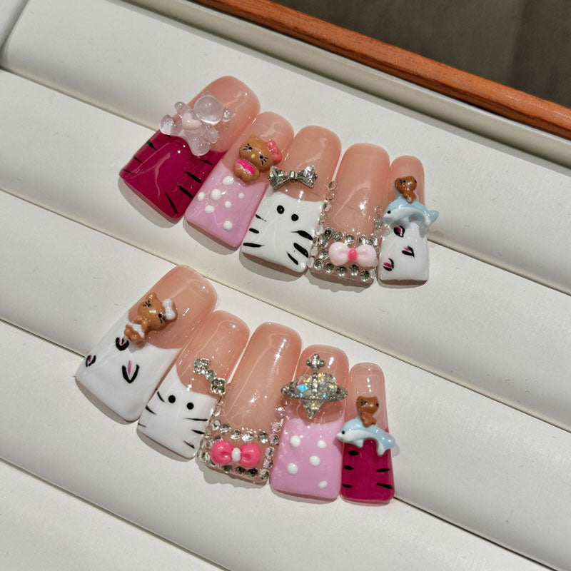 Handmade Press On Character Nails - Complete Kawaii Nail Kit