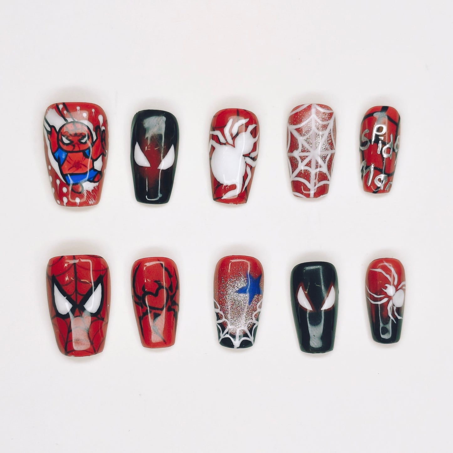 Spider-Man Fan Art Nails | Medium Coffin Hero Nail Set