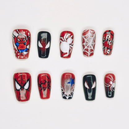 Spider-Man Fan Art Nails | Medium Coffin Hero Nail Set