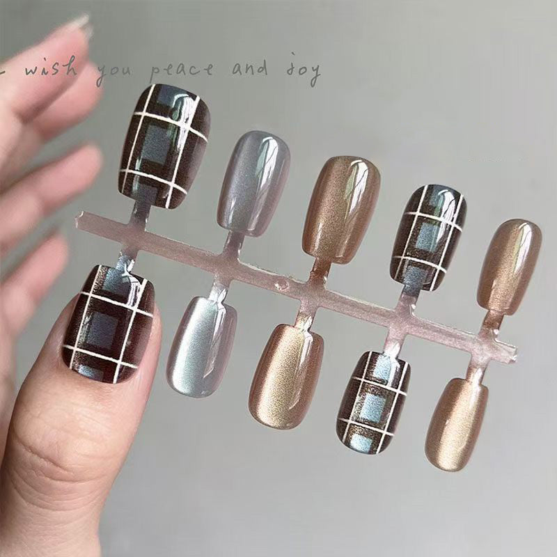Kapownails Black Gold Cat Eye Press-On Nails - Glamorous Magnetic Design