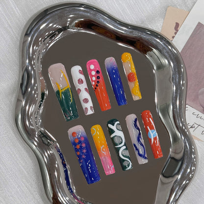 Handmade Slim Square Creative Nails - Complete Artistic Press On Set