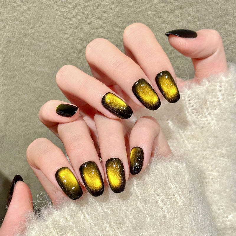 Bold oval nails with yellow-black gradient, shimmer effect & high-gloss finish - perfect for yellow black gradient shimmer dramatic glam & bold style"
"KAPOWNAILS oval nails featuring bold design - vibrant yellow to black ombre, sparkling shimmer, dramatic transitions, handcrafted quality, 10-piece set"
"Premium oval nails for dramatic impact - yellow-black gradient, shimmer particles, ultra-gloss mirror finish, smooth transitions, perfect for edgy 