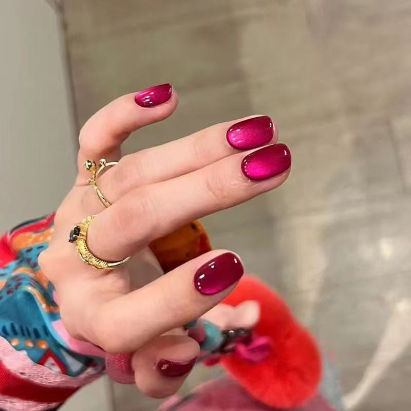 Bold squoval nails with magenta pink chrome, mirror finish & high-gloss - perfect for magenta pink chrome mirror gloss glam & statement style