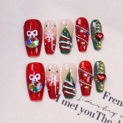Coffin Medium Press On Nails for Merry Christmas Cheer
