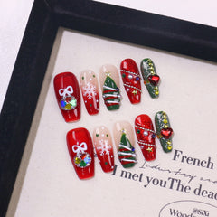 Coffin Medium Press On Nails for Merry Christmas Cheer