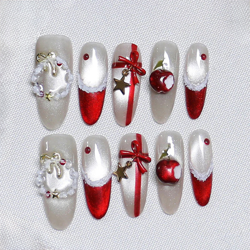 Stiletto Long Press On Nails for Santa's Glamour Party