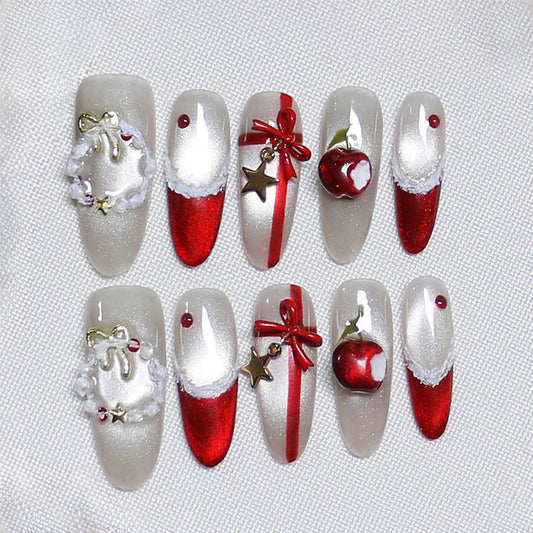 Stiletto Long Press On Nails for Santa's Glamour Party