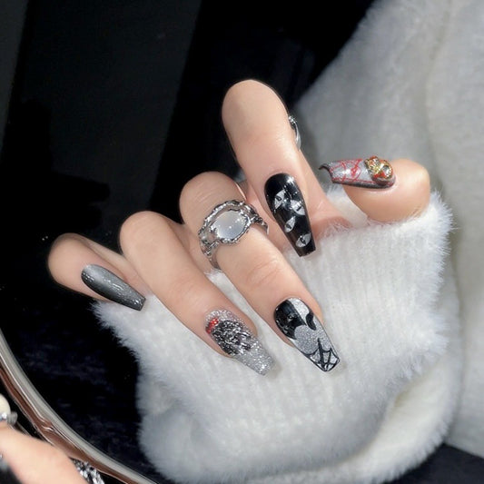 Handcrafted coffin medium press-on nails perfect for date nights & special occasions - premium quality, elegant design, easy application