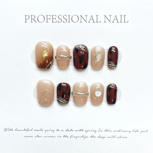 KAPOWNAILS Coffin Short Nails - 10-Piece Professional Set - Easy Application, Long-Lasting Wear, Perfect for Any Occasion