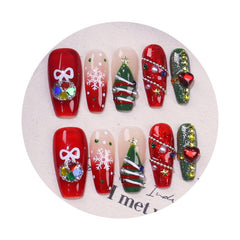 Coffin Medium Press On Nails for Merry Christmas Cheer