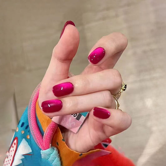 KAPOWNAILS squoval nails featuring bold design - vibrant magenta chrome, ultra-reflective mirror, premium gloss, metallic shimmer, handcrafted quality, 10-piece set