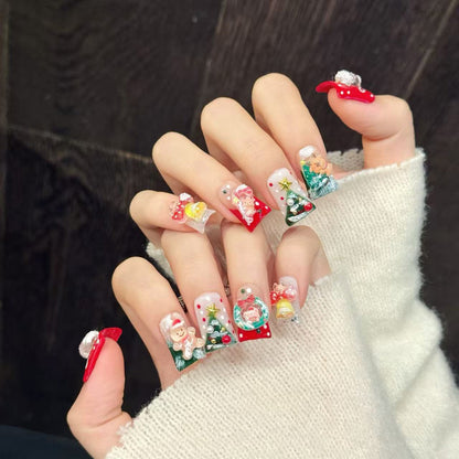 Magical duck nails with 3D Santa snow globe, gingerbread, Christmas tree & festive bear - perfect for Christmas snow globe wonderland magic
