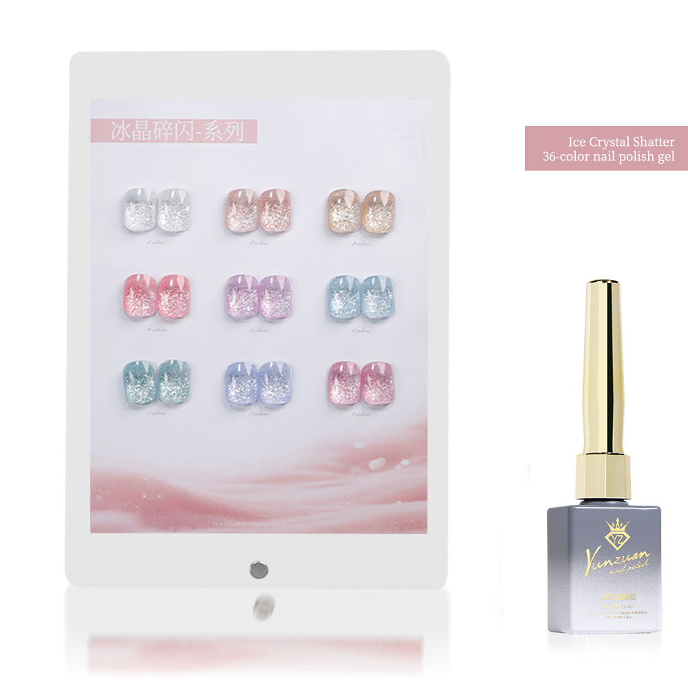9 Color Ice Crystal Glitter Gel Nail Polish 15ml Shattered Diamond Sparkle Jelly UV LED