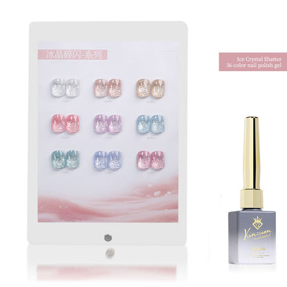 9 Color Ice Crystal Glitter Gel Nail Polish 15ml Shattered Diamond Sparkle Jelly UV LED