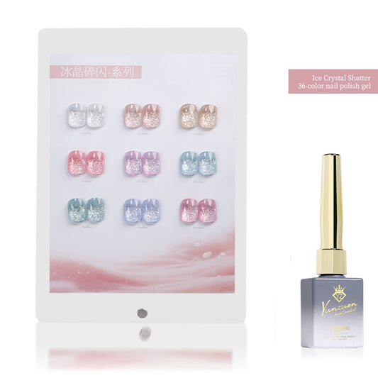 9 Color Ice Crystal Glitter Gel Nail Polish 15ml Shattered Diamond Sparkle Jelly UV LED