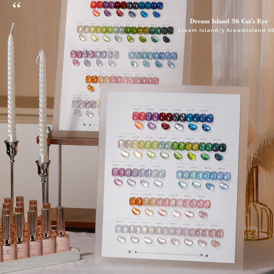 Dream Island 36 Colors Cat Eye Gel Polish Aurora Magnetic Glass Bead Soak Off UV LED Nail Gel