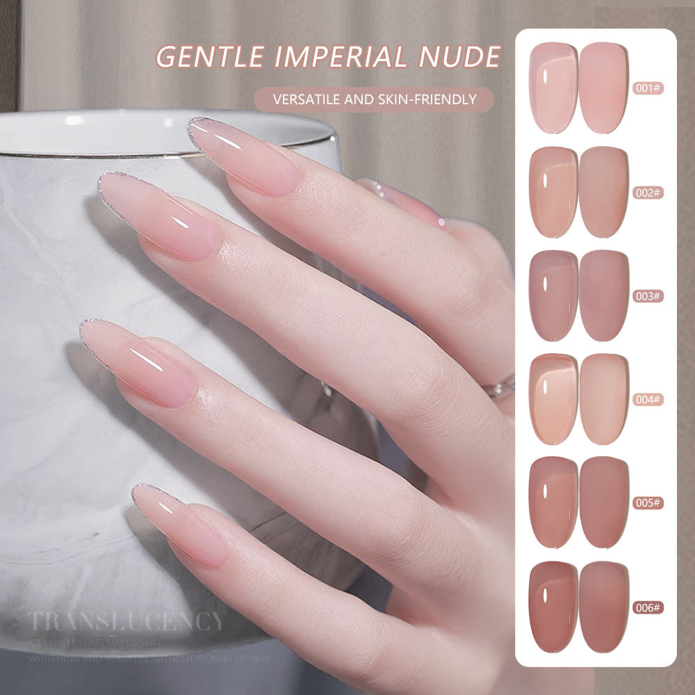 6 Color 15ml Sheer Nude Jelly Builder Gel, Natural Pink Milky Translucent Soak Off UV LED Nail Gel