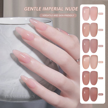 6 Color 15ml Sheer Nude Jelly Builder Gel, Natural Pink Milky Translucent Soak Off UV LED Nail Gel