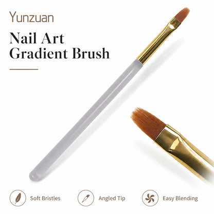 Professional Ombre Gradient Nail Art Brush, Soft Elastic Flat Bristles for Gel Polish
