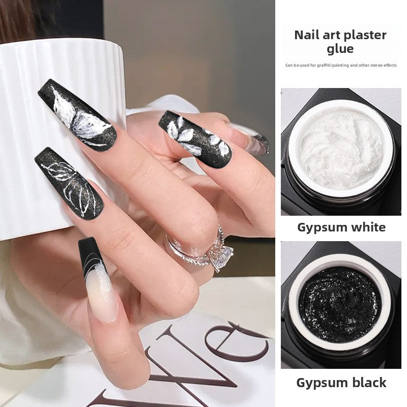 3D Embossed Plaster Gel - Viral Baroque Micro Carving Japanese Sand Carving UV Gel Nail Art
