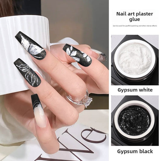 3D Embossed Plaster Gel - Viral Baroque Micro Carving Japanese Sand Carving UV Gel Nail Art