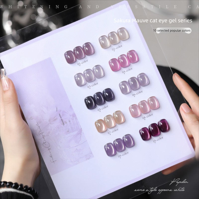 10 Colors 15ml Cloud Diamond Sakura Mauve Cat Eye UV Nail Gel, Shiny Long Lasting Salon Grade