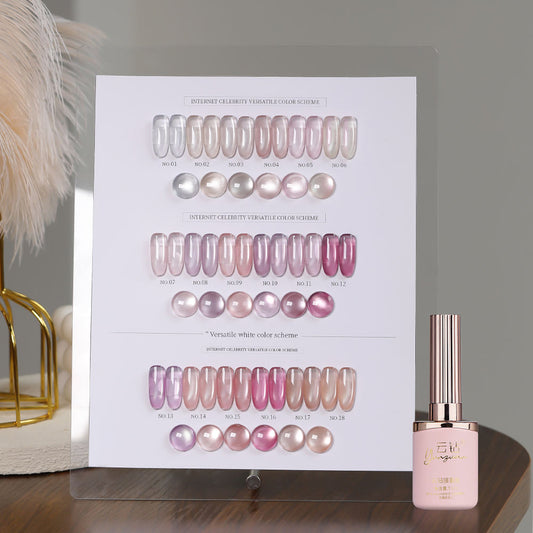 18 Colors 15ml Peach Pearl Jelly Translucent Cat Eye Soak Off UV LED Nail Gel Set