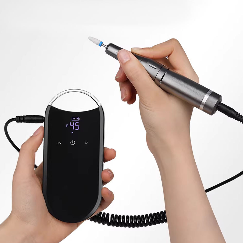 45000RPM Cordless Electric Nail Drill, Touch Screen 2000mAh Alloy Portable Nail File
