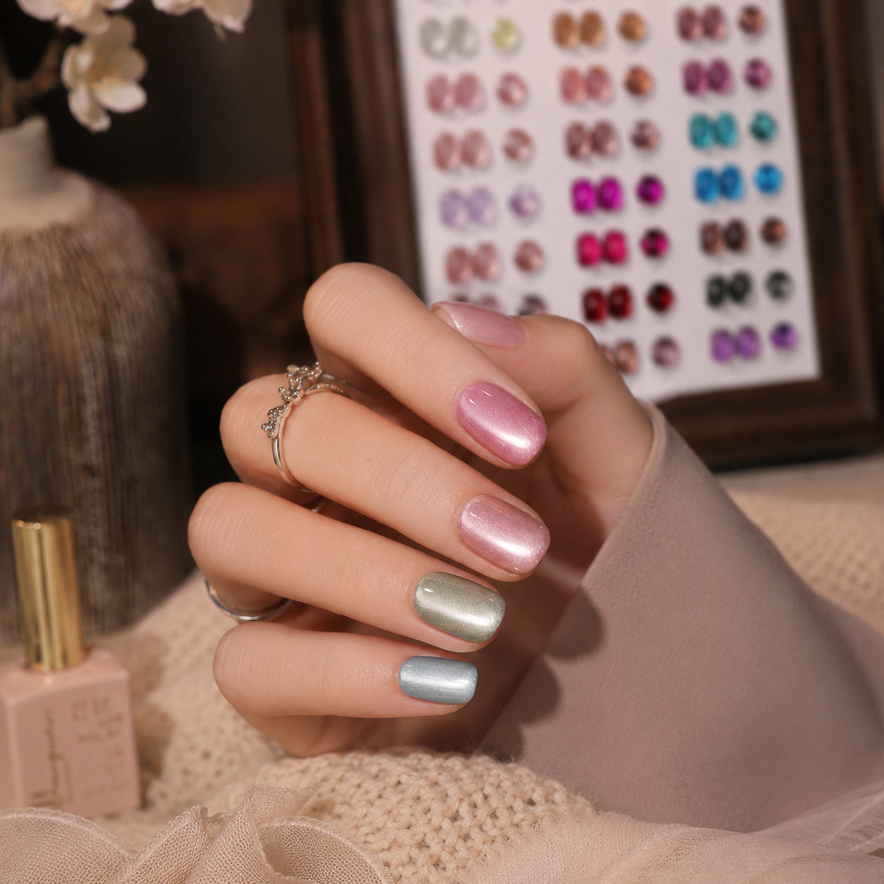 24 Colors 15ml Pearl Cat Eye Magnetic Jelly Shimmer Soak Off UV LED Nail Gel