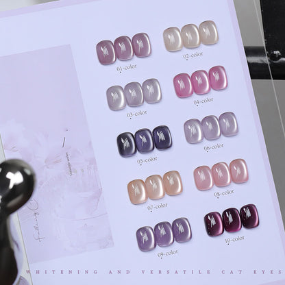 10 Colors 15ml Cloud Diamond Sakura Mauve Cat Eye UV Nail Gel, Shiny Long Lasting Salon Grade