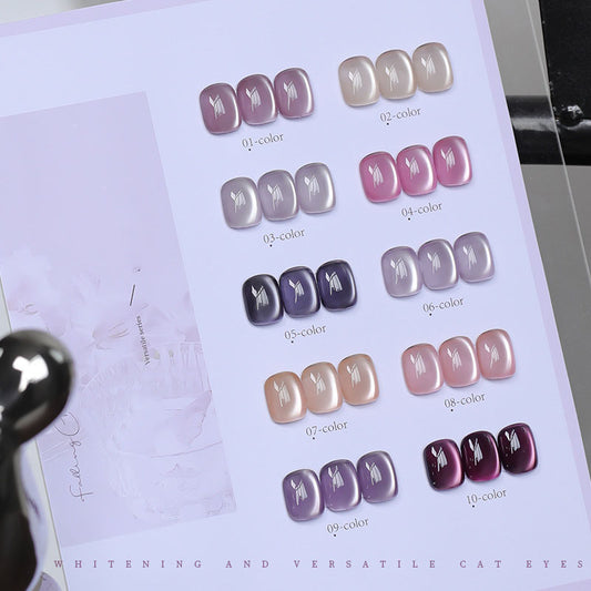 10 Colors 15ml Cloud Diamond Sakura Mauve Cat Eye UV Nail Gel, Shiny Long Lasting Salon Grade