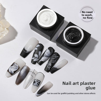 3D Embossed Plaster Gel - Viral Baroque Micro Carving Japanese Sand Carving UV Gel Nail Art