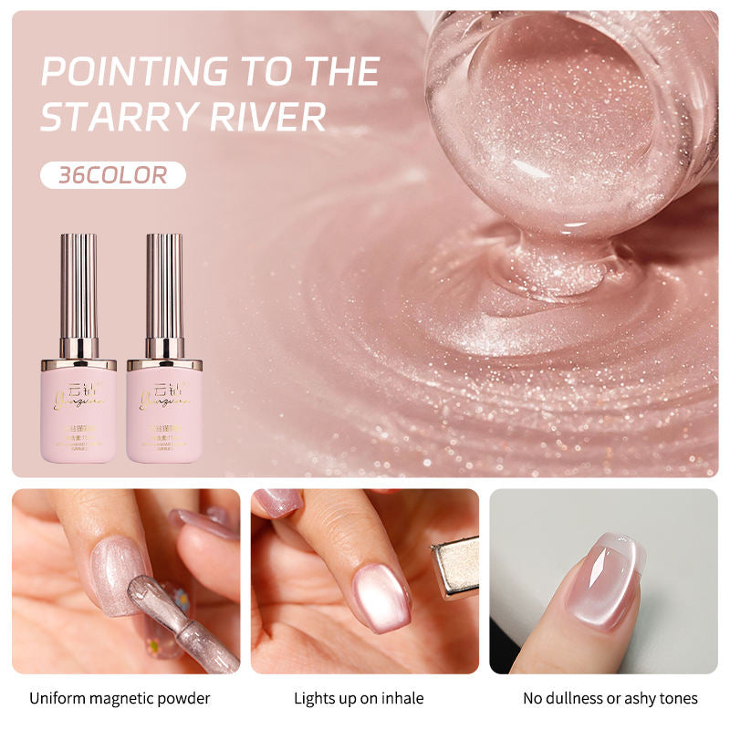 36 Colors Electroplated Porcelain White Glass Beads Phototherapy Nail Polish Cat Eye Gel Nail Polish
