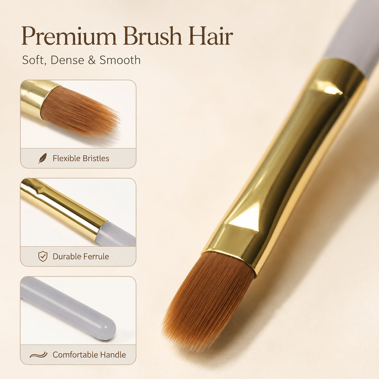 Professional Ombre Gradient Nail Art Brush, Soft Elastic Flat Bristles for Gel Polish