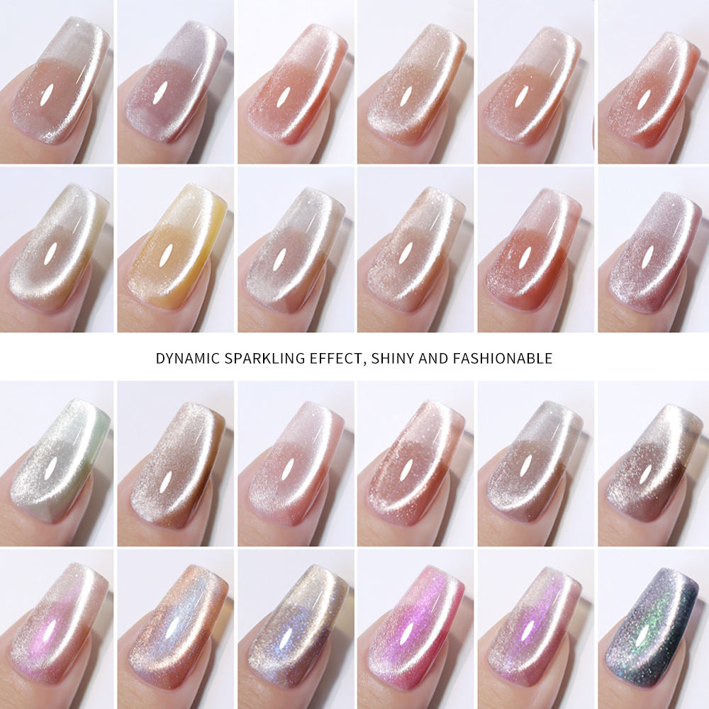 24 Colors 15ml Eco-Friendly Super Sparkling Ice Sand Crystal Cat Eye Nail Gel Set