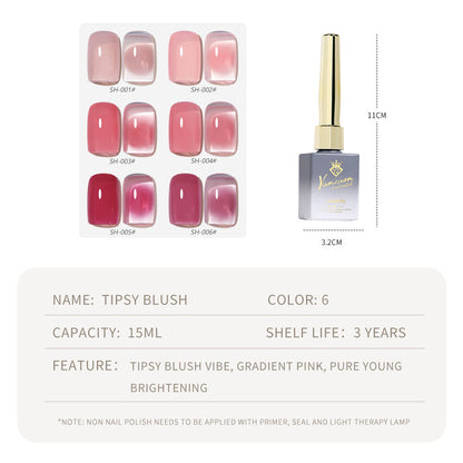 6 Color 15ml Soft Blush Sheer Gradient High Gloss Soak Off UV Nail Gel Polish