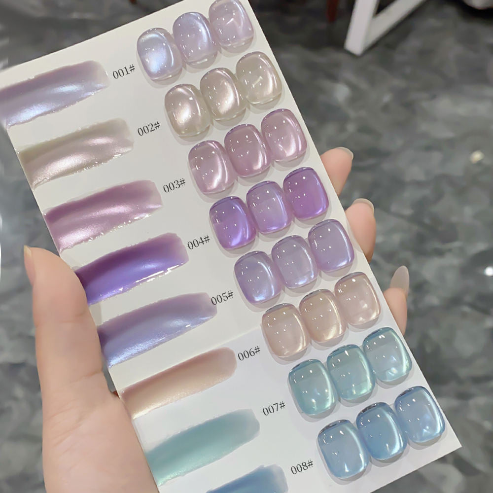 8 Colors 15ml Non-Toxic Long Lasting Ice Transparent Aurora Glass Beads Cat Eye Nail Gel