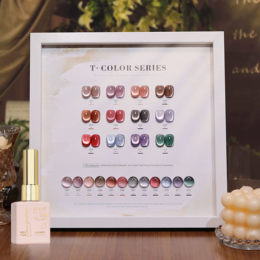 12 Colors 15ml High Density Magnetic Cat Eye UV Nail Gel Set, Large Capacity for Salons