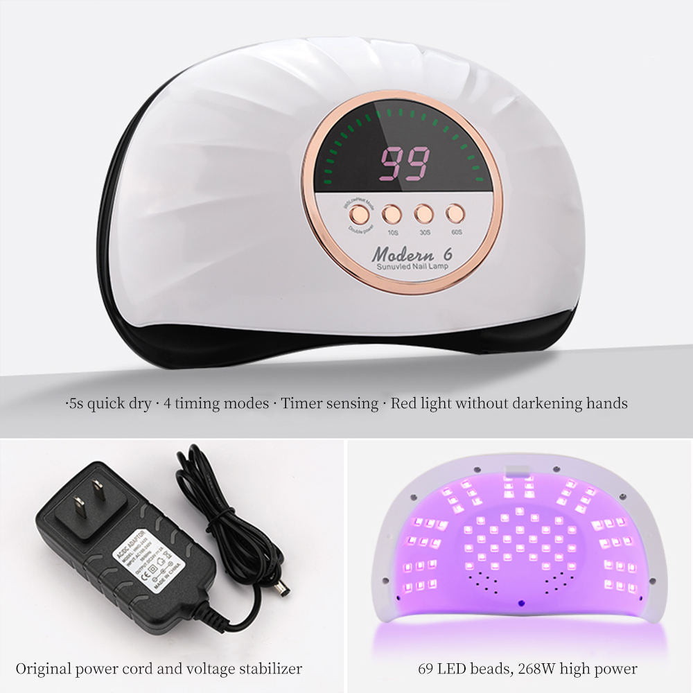 300W Handheld UV Nail Lamp 72 LEDs 365/405nm Red Light Portable Fast Dryer