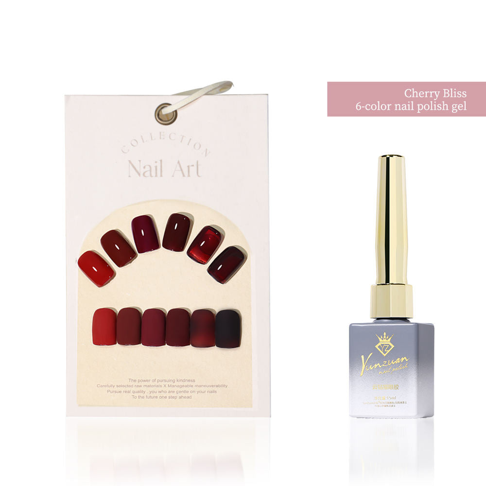 6 Color 15ml Salon Grade Non-Wipe Matte Cherry Red UV LED Nail Gel Set